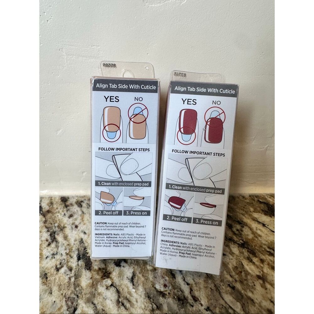 Impress Color Press on Manicure Tan and Maroon 30 Nails x2 New - Picture 2 of 2